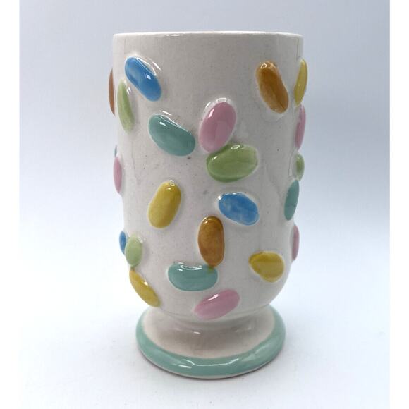 Vtg Jelly Bean Ceramic Vase Candy Jar Dish Easter 8402 Shafford Japan Pastel 6" - Picture 1 of 7